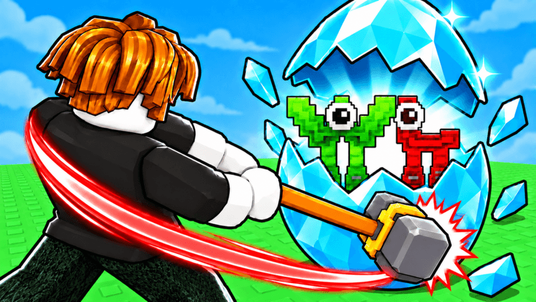 Official artwork showing a player breaking a crystal egg
